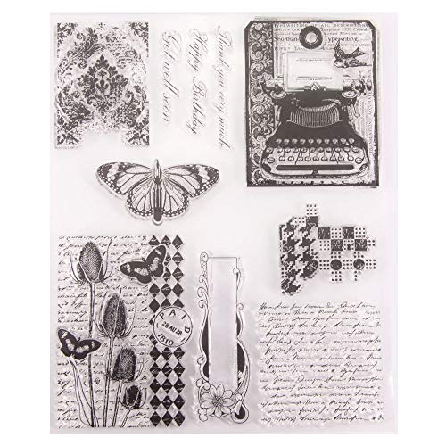 arriettycraft Plaid Background Honeycomb English Letter Background Butterfly Vintage Telefon Clear Stempel für Kartenherstellung Dekoration und DIY Scrapbooking von arriettycraft