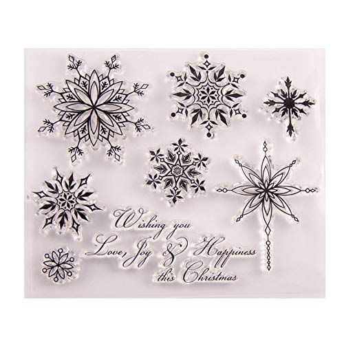 arriettycraft Transparente Stempel mit Schneeflocken und Sprüchen für Weihnachtskarten, Dekoration und Scrapbooking, Gummistempel zum Basteln von arriettycraft