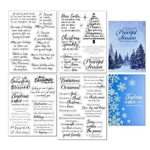 arriettycraft 4 Blatt/Lot Weihnachten Sentiment Clear Stamps for Card Making Christmas Sprüche Silikon Stempel Winter Segen Wörter Verse Gummi Stempel für Urlaubskarten Geschenkanhänger DIY Papier von arriettycraft