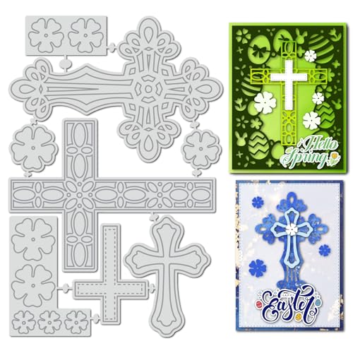 arriettycraft 8 Stück/Packung Ostern symmetrisches Kreuz-Stanzformen-Set für christliche und Osterkarten, Religionskreuze, Metallschablone für Scrapbooking, Papierbastelarbeiten von arriettycraft