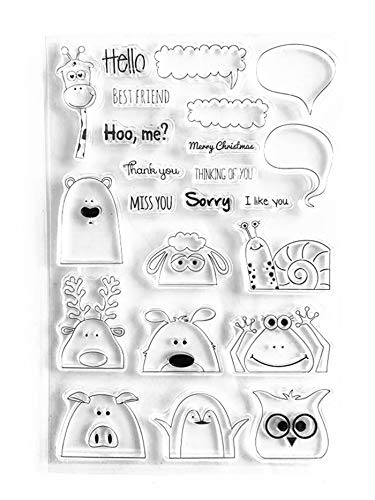 arriettycraft Animals Talking Box "Best Friend Thank You Miss You Merry Christmas Thinking of You", transparente Stempel für Kartengestaltung, Dekoration, klare Stempel von arriettycraft