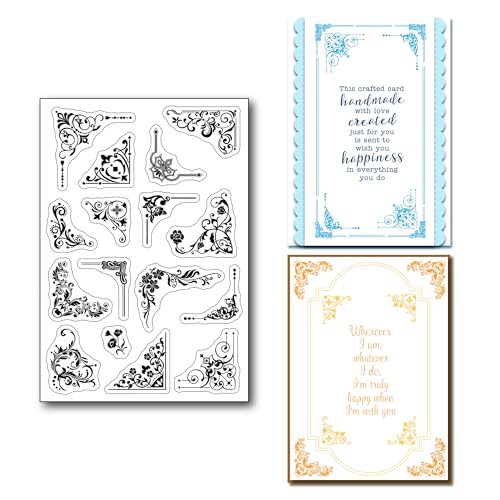 arriettycraft Filigrane klare Stempel für Kartenherstellung oder Journaling, filigrane Eckgummistempel Flourish Corner Silikonstempel für Scrapbooking, Papierbasteln, Dekoration von arriettycraft