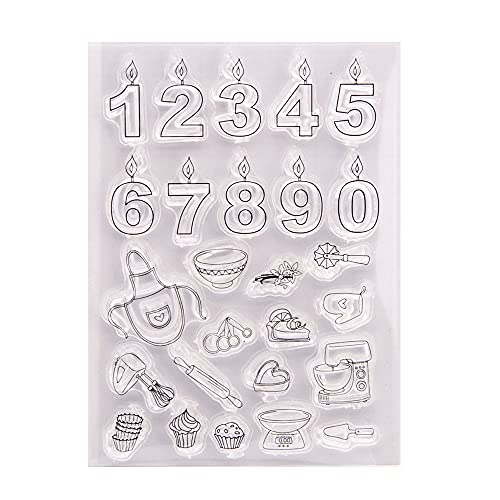 arriettycraft DIY Happy Birthday Kerzen, Kuchen, Cupcakes, Backutensilien, transparenter Stempel, Siegel, Scrapbook, dekorative Karten, klare Stempel von Arbuya