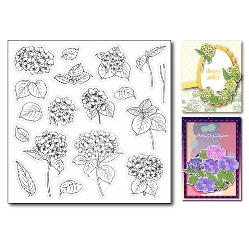 arriettycraft DIY Hortensien dekorative klare Stempel für Kartenherstellung oder Journaling, Hortensienblüten Blumen-Silikonstempel für Scrapbooking, Fotoalbum, Papierbasteln, Dekoration, A2234UK von arriettycraft