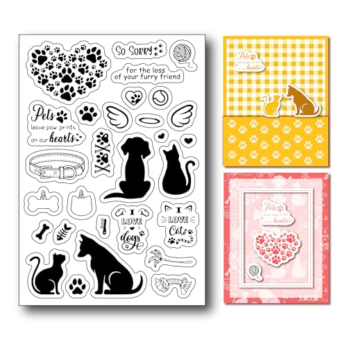 arriettycraft Furry Friend Dog Clear Stamps for Card Making or Journaling, Cat Paw Print Silicone Stamps Pet Rubber Stamps for Crafts Journals Scrapbooking Albums Decoration von arriettycraft