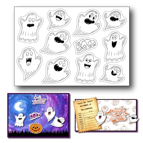 arriettycraft Halloween Ghost Clear Stamps for Card Making or Journaling Halloween Cute Ghost Rubber Stamps for Scrapbooking Art Journals Albums Paper Crafts Decoration von arriettycraft