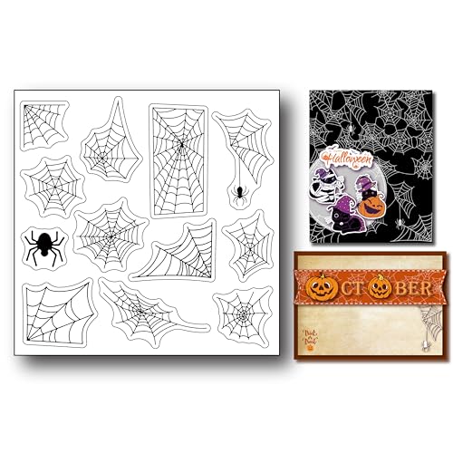 arriettycraft Transparente Halloween-Spinnennetz-Stempel für Kunst-Tagebücher oder Kartenherstellung, Halloween-Spinnen, Silikon, transparente Stempel für Karten, DIY, Scrapbooking, Papierbasteln, von arriettycraft