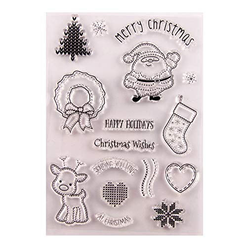 arriettycraft Merry Christmas Decors Hirsch Elch Socken Bälle klar Stempel für Karten Basteln Dekoration und Scrapbooking Gummistempel zum Basteln von arriettycraft