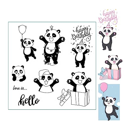 arriettycraft Panda Tier Clear Stamps for Birthday Card Making and Journaling, Bear Silicone Stamps Cute Animal Rubber Stamps for Crafting Scrapbooking von arriettycraft