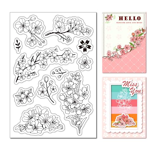 arriettycraft Pflanzenthema Klare Briefmarken Sakura Muster Silikonstempel für Kartenherstellung Dekoration und DIY Scrapbooking von arriettycraft