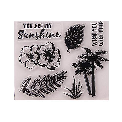 arriettycraft Stempel mit Sonnenscheinblumen, Palmblättern, Gummi, transparent, für Sammelalben, Fotodekorationen, Kartengestaltung von arriettycraft