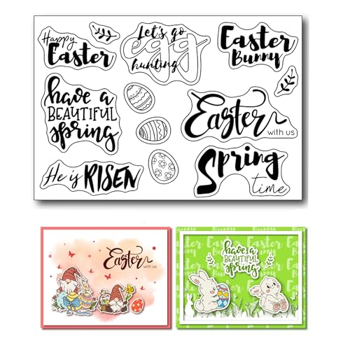 arriettycraft Transparente Stempel mit Aufschrift "Happy Easter" für Kartenherstellung, Dekoration, Frühlingsstimmung, Silikonstempel für Scrapbooking, Ostereier, Eiersuche, Gummistempel für von arriettycraft