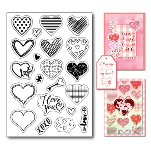 arriettycraft Transparente Valentinstag-Stempel-Set für Kartenherstellung oder Journaling, verschiedene Arten von Herzen, Silikon-Gummistempel für Tagebücher, Scrapbooking, Papierbasteln, von arriettycraft