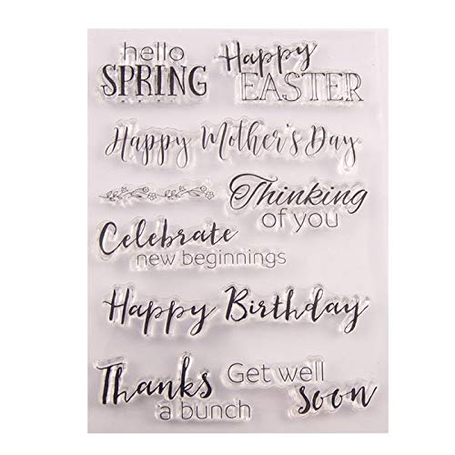 arriettycraft Transparenter Stempel mit Aufschrift "Hello Spring", zum Muttertag, zum Geburtstag, für Grußkarten, Dekorationen, zum Basteln oder für Scrapbooking-Papier-A1542 von arriettycraft