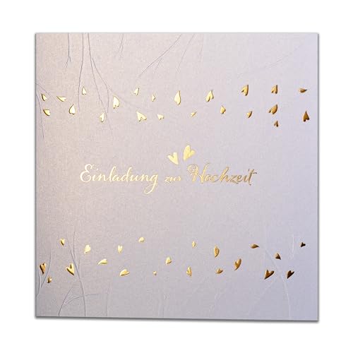 Art Nuvo HOCHZEITSEINLADUNGEN - SATZ 20 St, 135x135mm MIT BEDRUCKBAREN EINLAGEN UND UMSCHLÄGEN FÜR HOCHZEIT – FARBIGE, METALLISCHE FOLIE, GEPRESSTES MUSTER AUF METALLICPAPIER, ZAP_DE_22 von art nuvo