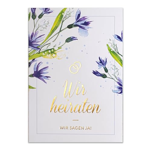 Art Nuvo HOCHZEITSEINLADUNGEN SATZ 20 St. 120x170mm MIT GEDRUCKTEN EINLAGEN UND UMSCHLÄGEN FÜR HOCHZEIT – VERGOLDETES MUSTER von art nuvo