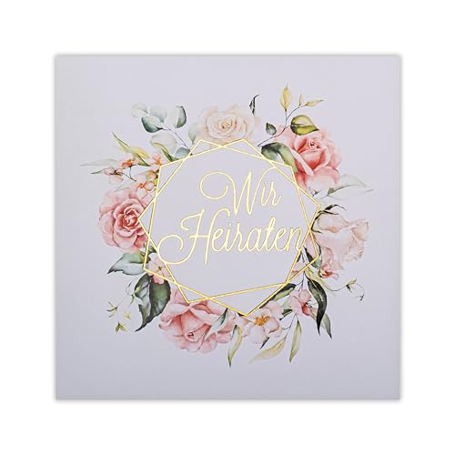 Art Nuvo HOCHZEITSEINLADUNGEN SATZ 20 St. 135x135mm MIT BEDRUCKBAREN EINLAGEN UND UMSCHLÄGEN FÜR HOCHZEIT – VERGOLDETES MUSTER von art nuvo