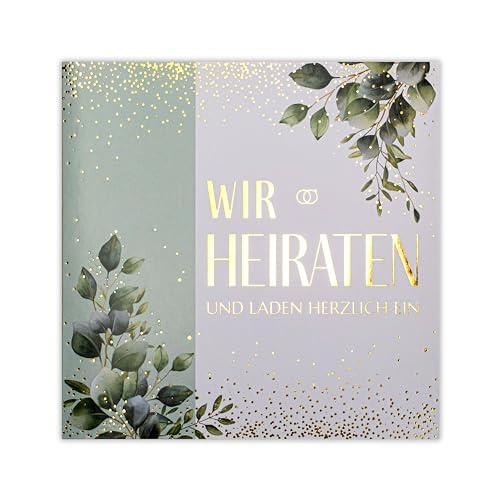 Art Nuvo HOCHZEITSEINLADUNGEN SATZ 20 St. 135x135mm MIT BEDRUCKBAREN EINLAGEN UND UMSCHLÄGEN FÜR HOCHZEIT – VERGOLDETES MUSTER von art nuvo