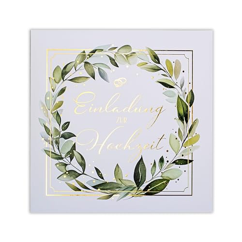 Art Nuvo HOCHZEITSEINLADUNGEN SATZ 20 St. 135x135mm MIT BEDRUCKBAREN EINLAGEN UND UMSCHLÄGEN FÜR HOCHZEIT – VERGOLDETES MUSTER von art nuvo