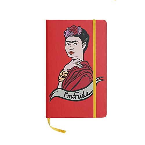 art&design24 I'm Frida Notizbuch, Format 13 x 21 cm, Rot, Notizblock mit 192 Seiten, Blätter aus ökologischem Papier, Made in Italy, Notizblock mit Lesezeichen und Gummiband von art & design 24