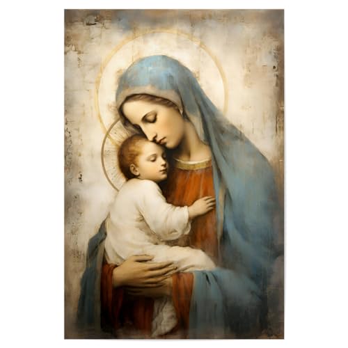 artboxONE Poster 30x20 cm Abstrakt Jungfrau Maria mit Kind - Bild Bild Maria Fresco Bild Maria Fresco Christentum von artboxONE