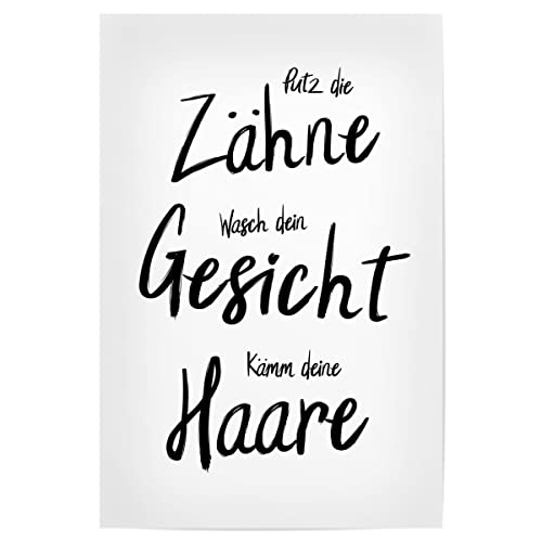 artboxONE Poster 30x20 cm Badezimmer Typografie Putz die Zähne - Bild Badezimmer Erinnerung erziehung von artboxONE