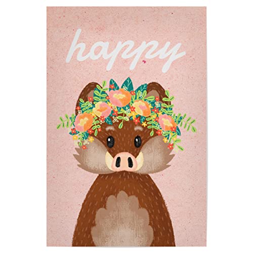 artboxONE Poster 30x20 cm Für Kinder Happy Wildschwein! - Bild Wildschwein Baby Babygirl von artboxONE