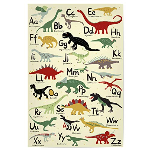 artboxONE Poster 60x40 cm Für Kinder Dinosaurier Dinonamen ABC - Bild Dinosaurier ABC Alphabet von artboxONE