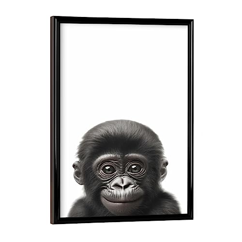 artboxONE Poster mit schwarzem Rahmen 18x13 cm Tiere Sweet Gorilla Baby - Bild wandbild Gorilla von artboxONE