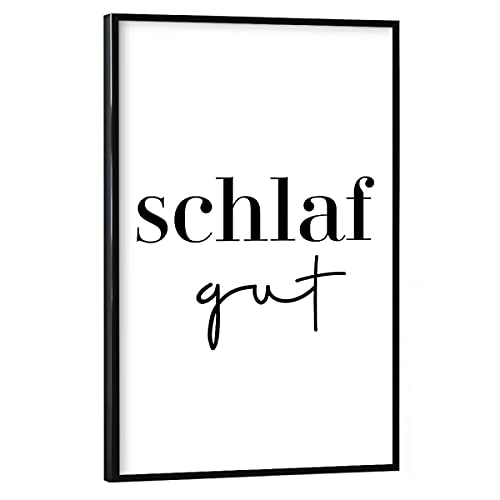 artboxONE Poster mit schwarzem Rahmen 30x20 cm Typografie Schlaf gut Typografie - Bild Spruch deutsch elegant von artboxONE