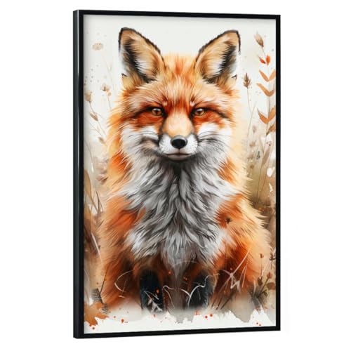 artboxONE Poster mit schwarzem Rahmen 45x30 cm Tiere Baby Fox (matart) - Bild Fuchs Baby Fuchs von artboxONE