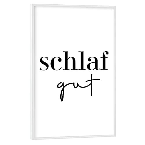 artboxONE Poster mit weißem Rahmen 45x30 cm Typografie Schlaf gut Typografie - Bild Spruch deutsch elegant von artboxONE