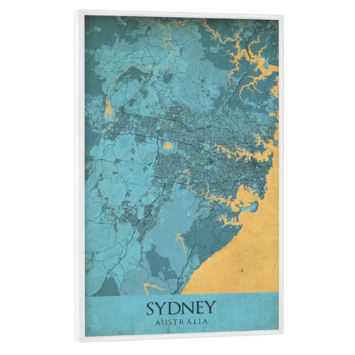 artboxONE Poster mit weißem Rahmen 75x50 cm Städte/Sydney Vintage Sydney Wandbild - Bild Sydney City von artboxONE