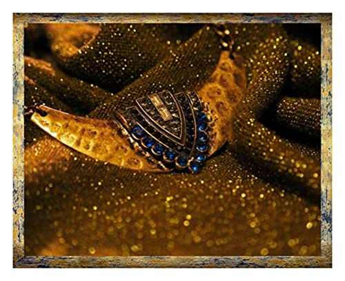 arte-tuo Bilderrahmen Saphir 50x100 cm Blau Gold mit klarem Kunstglas für Poster Puzzle Diamond Painting von arte-tuo