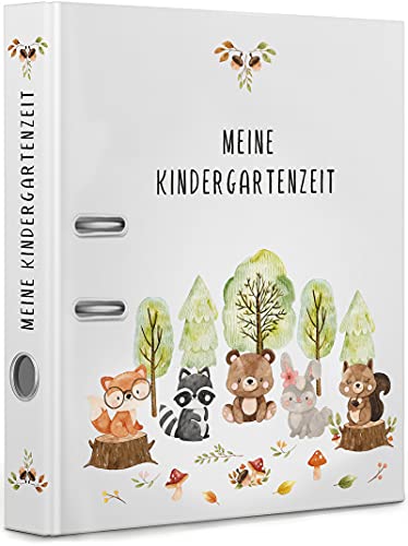 artpin® Sammelordner Kindergarten A4, meine Kindergartenzeit - Kinder Ordner Mappe Kita Schule für 350 Blatt Sammelmappe Wald Tiere 03 von artpin