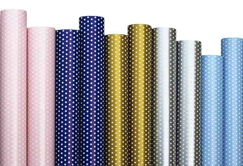 artwelten Home & Style Punkte-Geschenkpapier Set - 10 Rollen (2m x 70cm) 20 m- Rosa, Blau, Hellblau, Gold, Silber - Ideal für Geburtstage, Hochzeiten und mehr - Für Frauen, Männer und Kinder von artwelten Home & Style