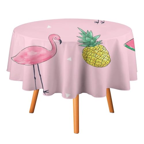 Nahtlose Tropenfrüchte Flamingo Mustervektor Tischdecke, rund, waschbar und knitterfrei, geeignet für Restaurants, Picknicks, Mahlzeiten im Innenund Außenbereich, 177,8 x 177,8 cm von asbwuo