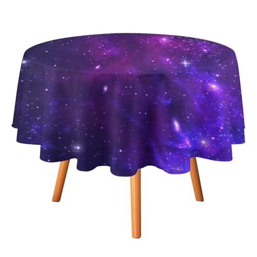 Runde Tischdecke mit Motiv „Small Part Infinite Star Field Space waschbare und knitterfreie Tischdecke, geeignet für Restaurants, Picknicks, Mahlzeiten im Innenund Außenbereich, 127 x 127 cm von asbwuo