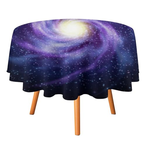 Runde Tischdecke mit Spiralgalaxie auf kosmischem Hintergrund, Universum waschbare Tischdecke und knitterfrei, geeignet für Restaurants, Picknicks, Mahlzeiten im Innenund Außenbereich, 177,8 x 177,8 von asbwuo