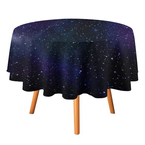 Runde Tischdecke mit Weltraum Galaxie Atmosphäre und Sternen, dunkler Hintergrund, waschbare Tischdecke und knitterfrei, geeignet für Restaurants, Picknicks, Mahlzeiten im Innenund Außenbereich, 91, von asbwuo