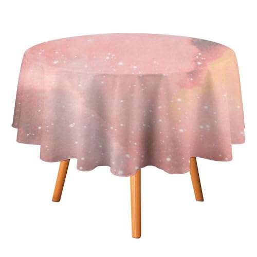 Runde Tischdecke mit rosa Wolkenhintergrund, ästhetischer Pastellhimmel, 1250, waschbare Tischdecke und knitterfrei, geeignet für Restaurants, Picknicks, Mahlzeiten im Innenund Außenbereich, 127 x 1 von asbwuo