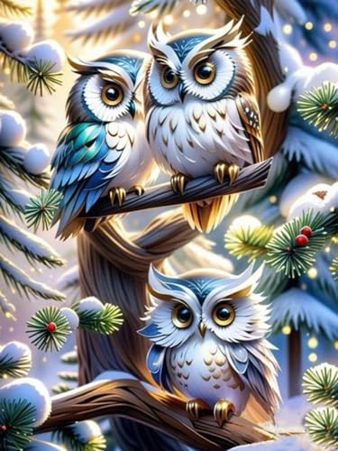 askkqtx 5D DIY Diamond Painting Kits, Eules Vogel DIY Full Drill Bausätze für Diamantmalerei für Erwachsene, Tiere Diamond Art Kits Als Geschenk Home Wand Dekor, Animal Owl Kunst,30X40 CM von askkqtx