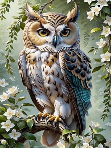 askkqtx 5D DIY Diamond Painting Kits,Blumen Eules Vogel DIY Full Drill Bausätze für Diamantmalerei für Erwachsene,Tiere Diamond Art Kits Als Geschenk Home Wand Dekor, Animal Owl Kunst 30X40 CM von askkqtx