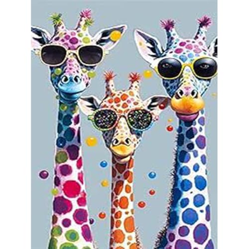 askkqtx Giraffe Diamond Painting Kits für Erwachsene,Tieren mit Brille 5D DIY Full Drill Diamant Malerei Gemälde Kit Leinwand,Diamant Art Bilder Malerei Set für Geschenk Wand Dekoration 30X40 CM von askkqtx