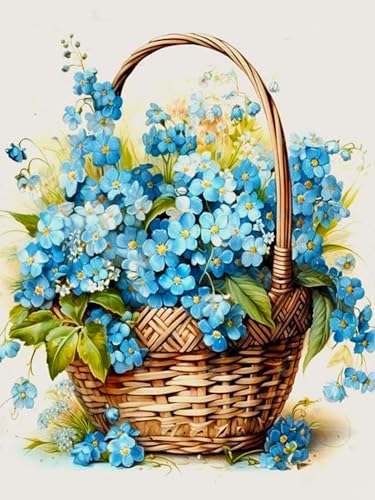 askkqtx Malen Nach Zahlen Erwachsene Blumen,Blau Flowers DIY Paint by Numbers Adult Handgemalt Ölgemälde Kit für Anfänger Kinder und Erwachsene Ohne Rahmen Als Geschenk Home Wand Dekor 30X40 CM von askkqtx