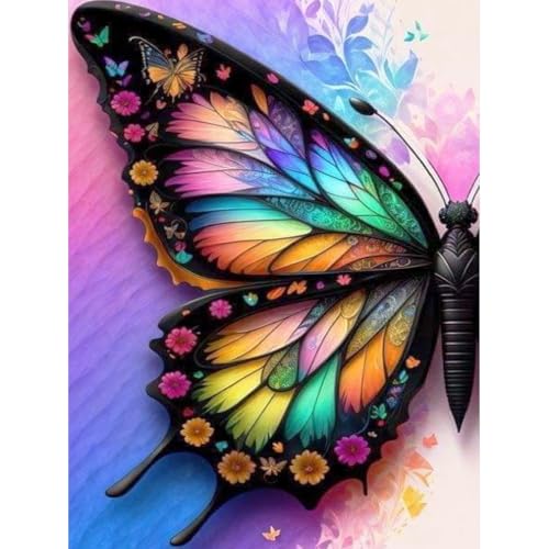 askkqtx Schmetterling Diamond Painting Kits für Erwachsene,Butterfly 5D DIY Full Drill Diamant Malerei Gemälde Kit Leinwand,Diamant Art Bilder Malerei Set für Geschenk Wand Dekoration 30X40 CM von askkqtx