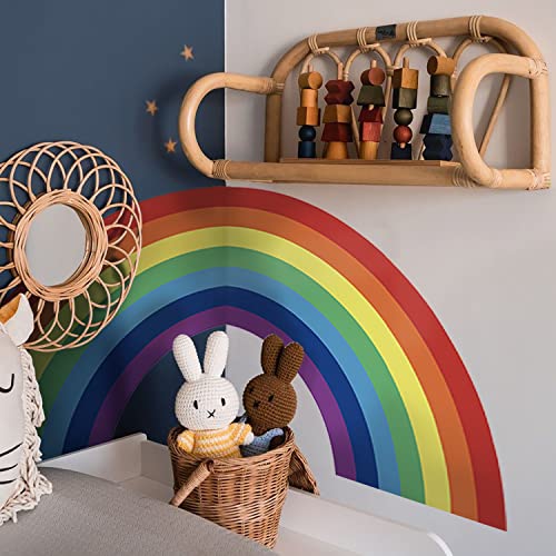 astrkiz Bunt Regenbogen Wandtattoo Großer 96 x 54 cm, Selbstklebend Wandtattoo Regenbogen für Babyzimmer Schlafzimmer kinderzimmer deko, Wasserfest PVC Wandsticker hell von astrkiz