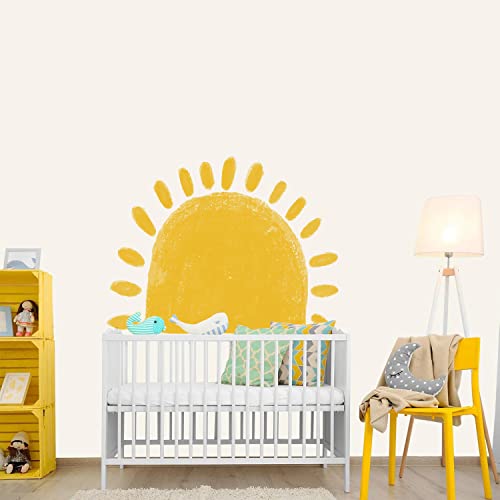 astrkiz Wandtattoo Sonne Selbstklebend Wandaufkleber Boho sonne aufkleber groß Wandsticker Sonne Wandtattoo für Kinder Mädchen Junge Kinderzimmer Babyzimmer, gelbe Halbsonne von astrkiz