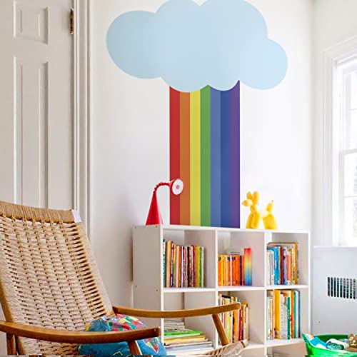 astrkiz Retro Regenbogen Wandtattoo Großer mit Wolken, 100 x 229 cm selbstklebende Regenbogen Wandtattoo Kinderzimmer, wasserfest PVC Pastell Wandsticker Wandtattoo Wanddeko für Kinder Mädchen Junge von astrkiz