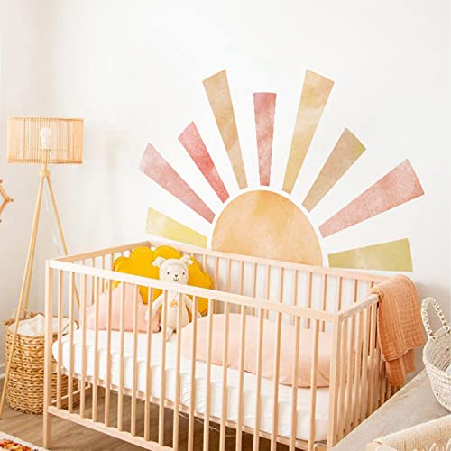 astrkiz riesiger Wandtattoo Sonne 122x73cm Selbstklebend Wandaufkleber Boho sonne aufkleber groß Wandsticker Sonne Wandtattoo für Kinder Mädchen Junge Kinderzimmer Babyzimmer, Boho Hablsonne von astrkiz